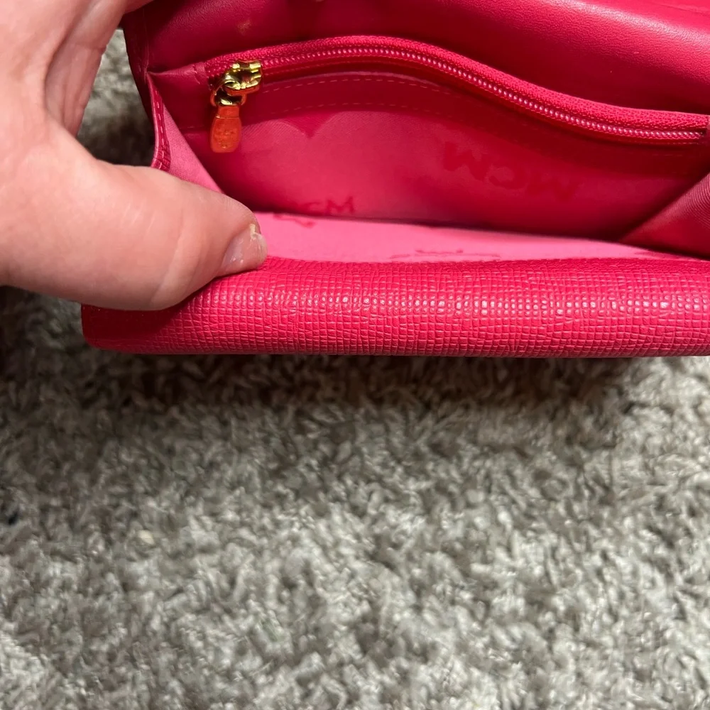 MCM Tri fold Pink Wallet with Gold Details - Picture 9 of 17